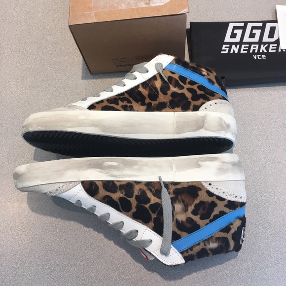 Golden Goose Mid Star Sneaker Leopard Pony 38 NIB - Picture 6 of 8